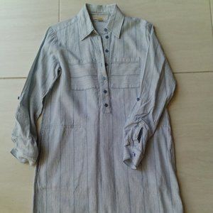 Michael Kors Light Gray Striped Long Sleeve Tunic Dress